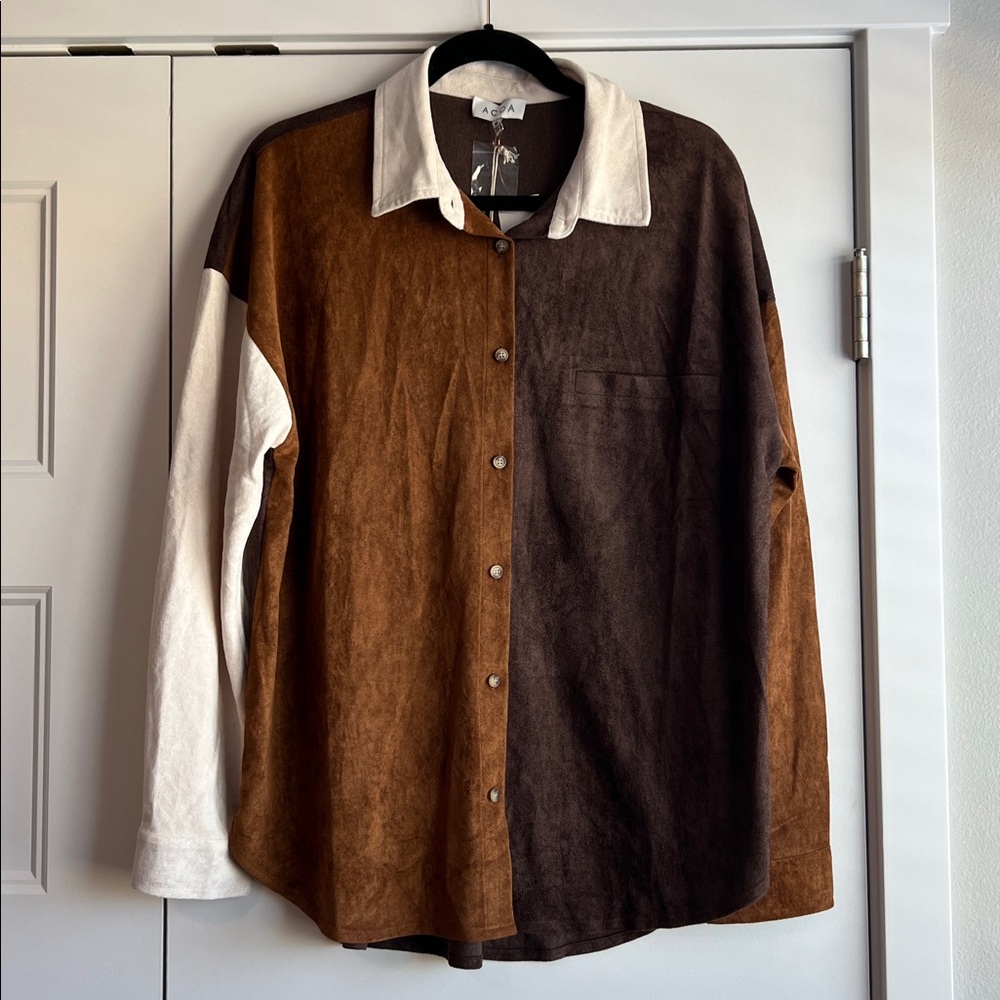 Brown Colorblock Shirt‎